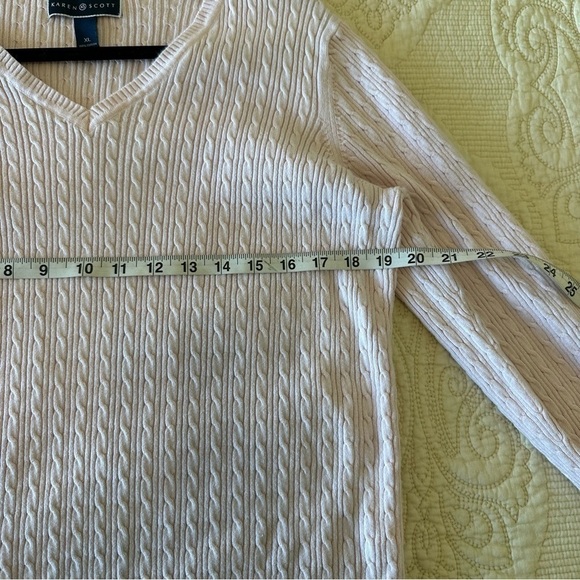 Karen Scott 100% cotton v neck pale pink women’s sweater XL - like new c… - Picture 5 of 8
